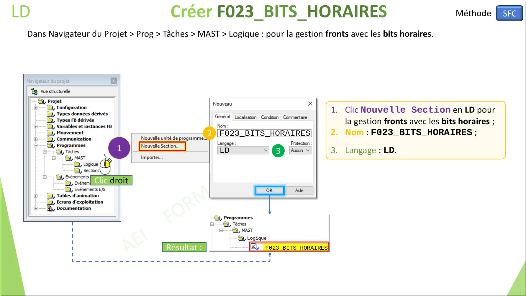 SFC Créer F023_BITS_HORAIRES